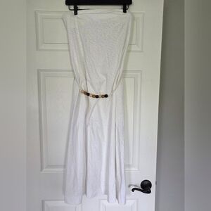 Free People Strapless White Dress with Beaded Accent